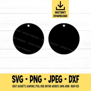 Kolczyki w kształcie koła svg, Kolczyki SVG, svg, png, dxf, jpeg, Pobieranie cyfrowe, Plik do cięcia, Cricut, Sylwetka, Glowforge, Pliki Svg dla Cricut