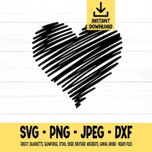 Heart SVG, Scribble Heart, Shape, svg, png, dxf, jpeg, Digital Download, Cut File, Cricut, Silhouette, Glowforge, Svg files for cricut
