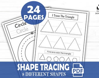 Shape Tracing Worksheets, Printable PDF for Kids, Preschool & Kindergarten Learning Activity, Fine Motor Skills Practice, Homeschool Tool