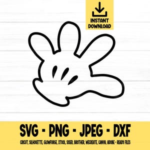 Mano de ratón SVG, Ratón SVG, Guante de ratón PNG, DXF, JPEG, Descarga digital, Archivo de corte, Cricut, Silueta, Glowforge