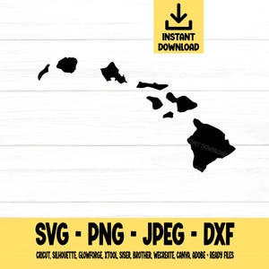 Hawaii SVG, Stato svg, Stati Uniti, Forma, svg, png, dxf, jpeg, Download digitale, File di taglio, Cricut, Silhouette, Glowforge