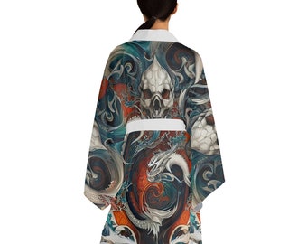 Long Sleeve Dragon Skull Kimono Robe