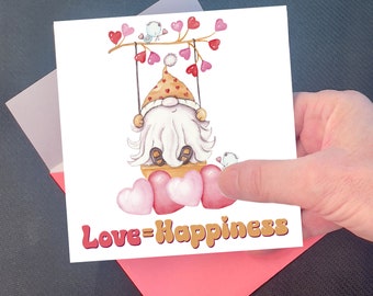 Valentines Day Last Minute Instant Digital Download Printable Card AND ENVELOPE Easy Swinger Gnomes