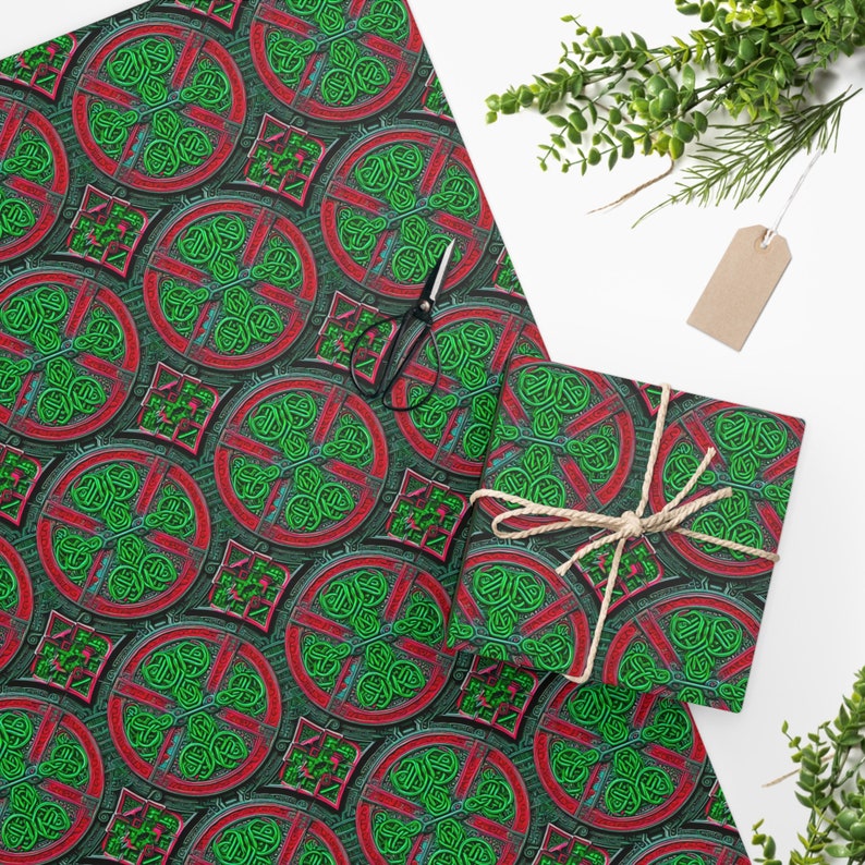 Celtic, Viking, Yule, Solstice inspired Christmas Wrapping Paper Unique image 1
