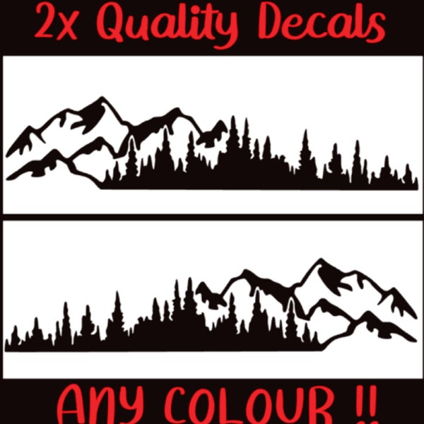 Mountain Range Scene x2 Large 11" Decals Vinyl Stickers Quality Vehicle Graphics | Vans | Cars | Bikes | Guitar |Walls | Laptop | AnyColor