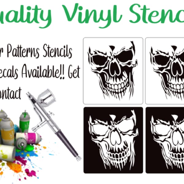 Skull Stencil Pack De 4 Taille- 5 « Convient pour l’aérographe Peinture peinture au pistolet Gravure etc RC Voitures Armes Baskets Casques Masques Pochoir