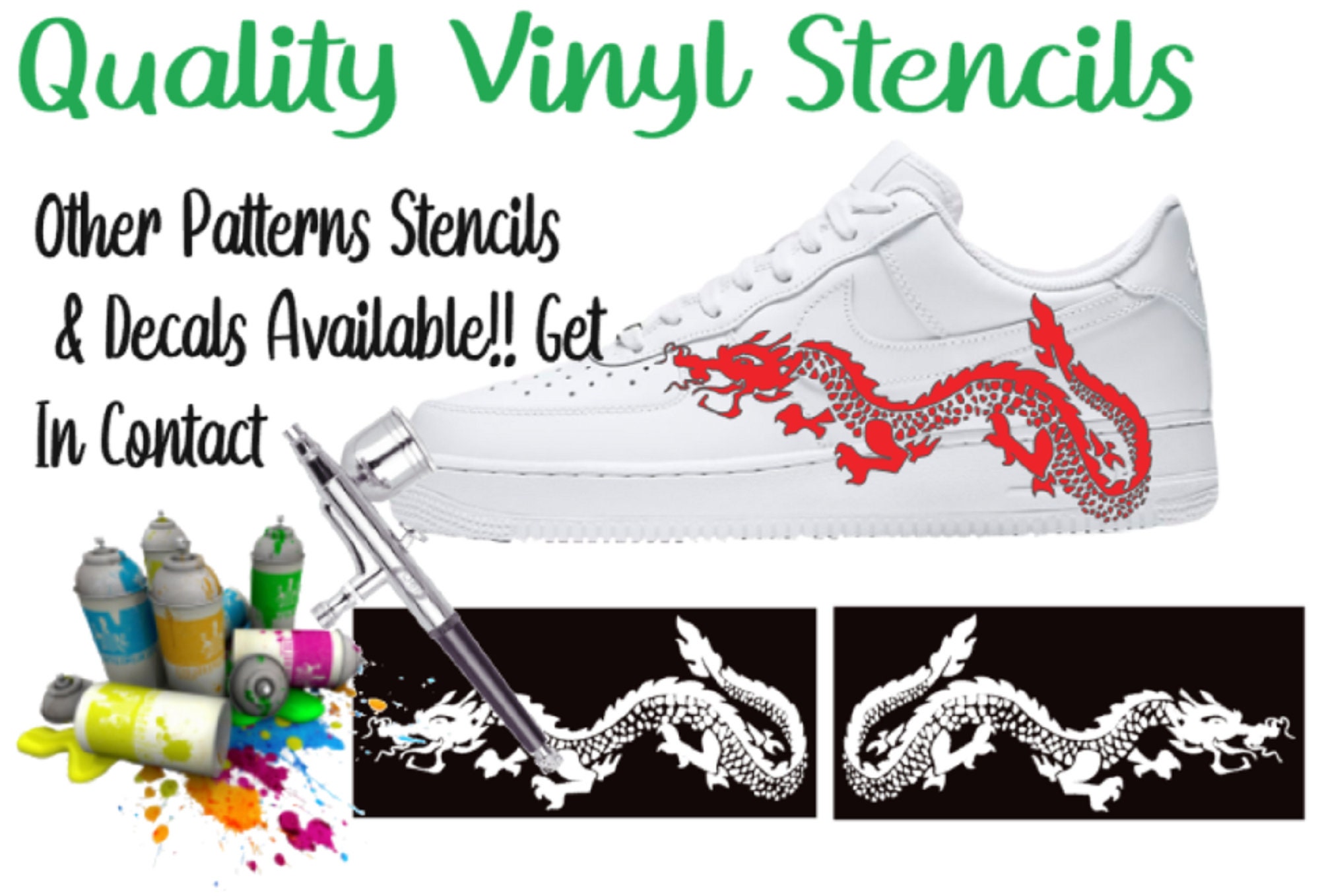 DRAGONS ZODIAC VINYL STENCIL FOR CUSTOM SHOES SNEAKERS AND SMALL PROJECTS