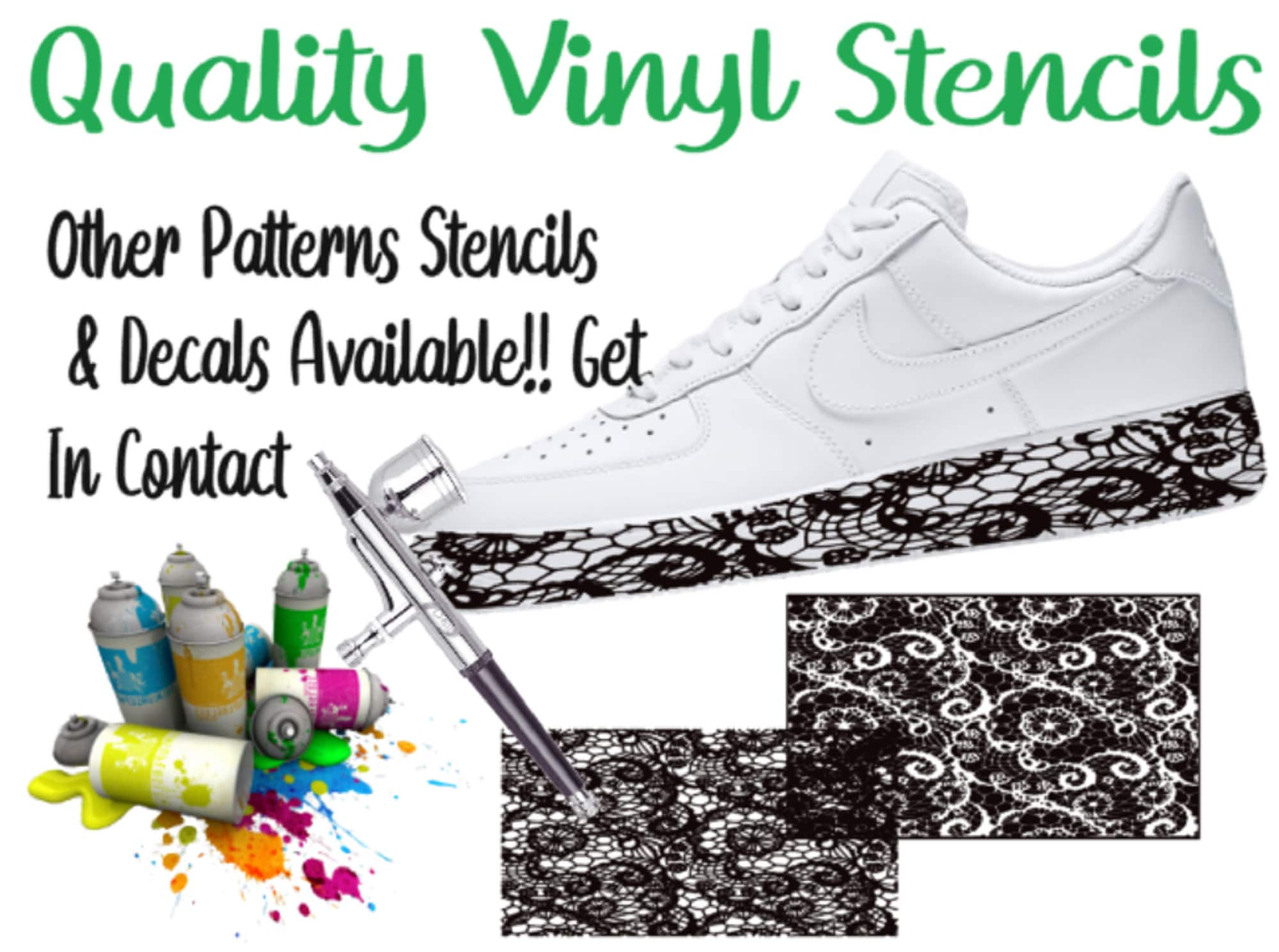 Gothic Style Lace Pattern Sneaker Shoe Trainer Stencils 