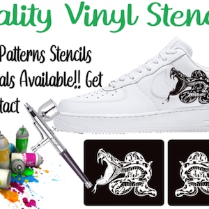 Snake Stencils x2 Various Sizes Available Sneaker Shoe Trainer Stencils Quality Vinyl Stencil Suitable For Painting Airbrushing Etching
