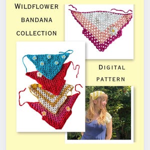 Wildflower crochet bandana collection digital pattern