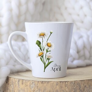 April Birth Month Flower Mug with Bible Verse, Christian Birth Month Flower Gifts, Daisy Birth Flower Cup, Birth Flower Gifts For Women