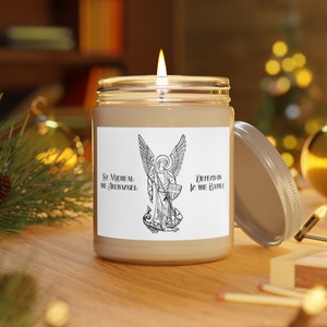 St. Michael Gebetskerze, religiöse religiöse Kerze, katholische Gebetskerze, minimalistisches Weihnachtsgeschenk, Altarkerze, 9 oz Kerze