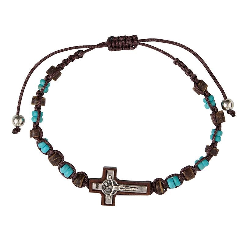 St Benedict Rosary Bracelet | Genuine Turquoise Wood Catholic Bracelet ...