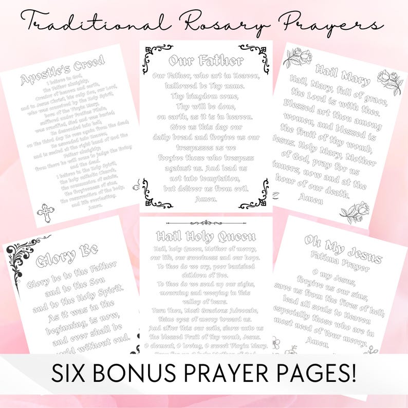 Traditional Holy Rosary Coloring Pages | 25 Printable Catholic Coloring ...