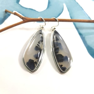 Silver Earrings 925/1000 Agate Montana (Natural Stone) Collection (Single Piece)