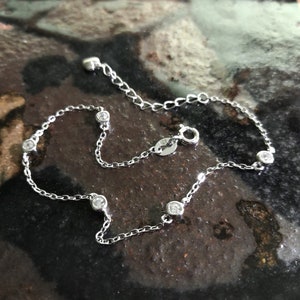 Bracelet Argent 925 Rhodié Tata Gisèle - Pendentif Carré Amazonite & Zirconium, Neuf