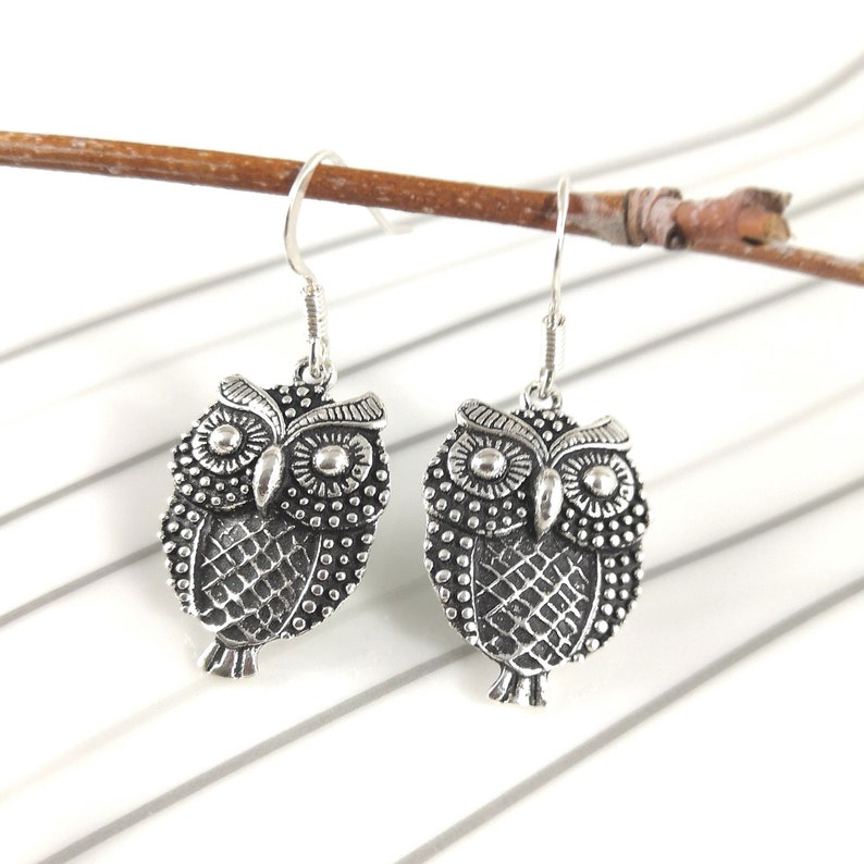 Silver earrings 9251000 oxidized Massif Owl