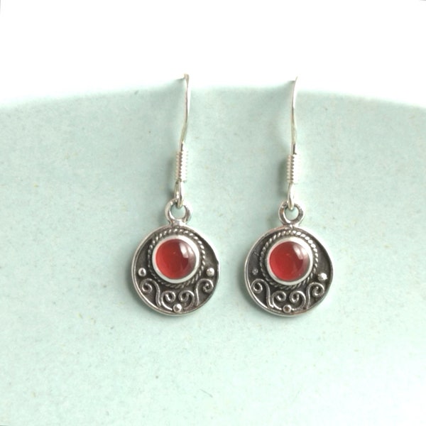 Earrings in oxidized 925/1000 silver Red carnelian