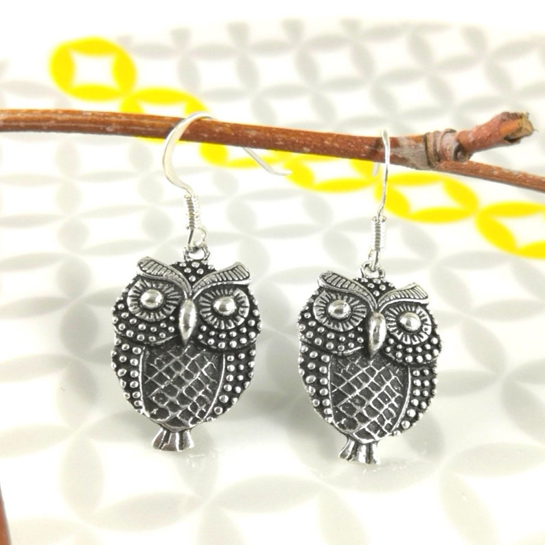 Silver earrings 9251000 oxidized Massif Owl