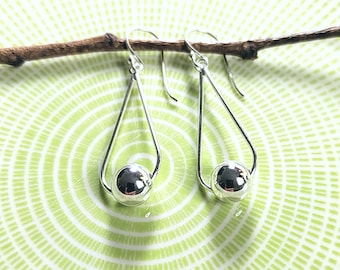 Boucles D'oreilles Anciennes En Argent 925 Et Nacre De Coquillage - Clips, Bon état