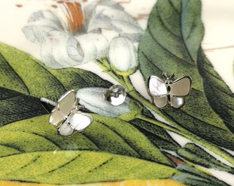 Earrings silver fleas 925/1000 Mother of Pearl Butterfly