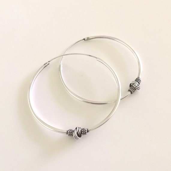 Boucles D'oreilles Créoles En Argent 925 De Bali - 16 Mm, Ethniques, Neuf Avec étiquettes