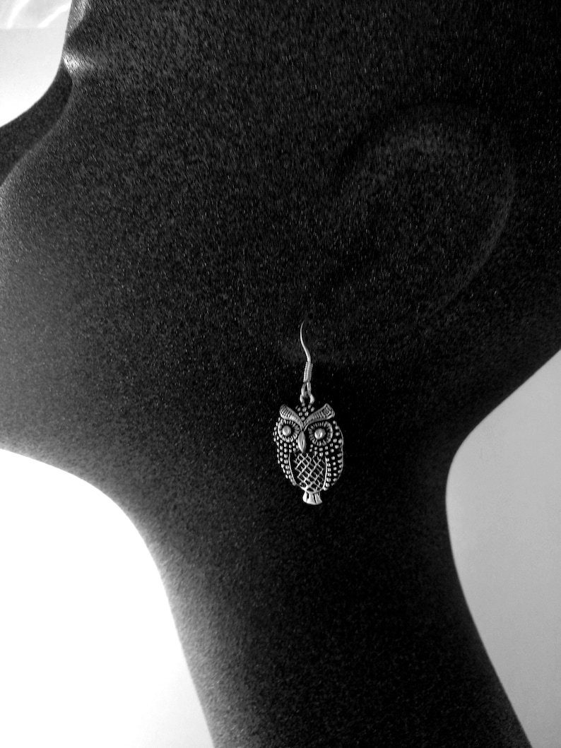 Silver earrings 9251000 oxidized Massif Owl