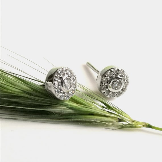 Boucles D'Oreilles Puces Argent 925 Rhodié Avec Nacre - Clous, Style Élégant