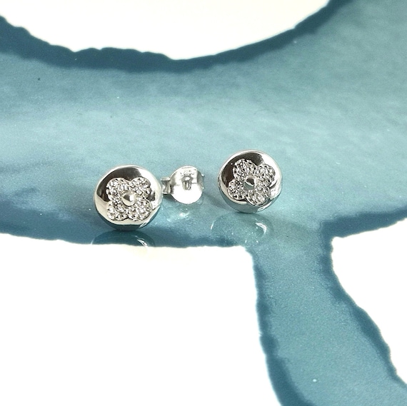 Orecchini A Forma Di Diamante In Argento 925 Rodiato E Zirconi – Chiusura A Farfalla