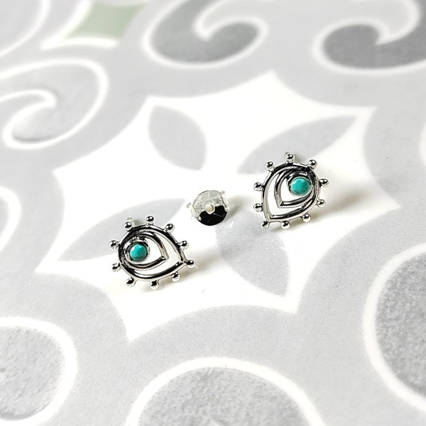 Boucles d’oreilles puces en argent 925/1000 Turquoise