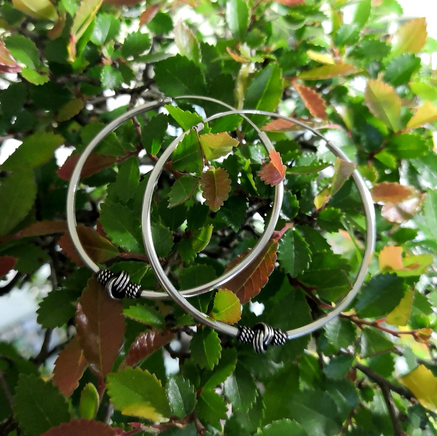Boucles D'oreilles Créoles En Argent 925 De Bali - Diamètre 16mm, Ethniques, Neuf Avec étiquettes