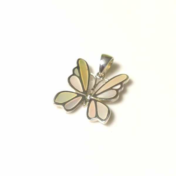 Pendentif Argent 925/1000 Nacre Papillon