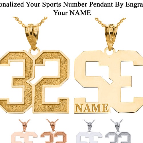 Silver Number Necklace Sports Number Necklace Personalized Etsy