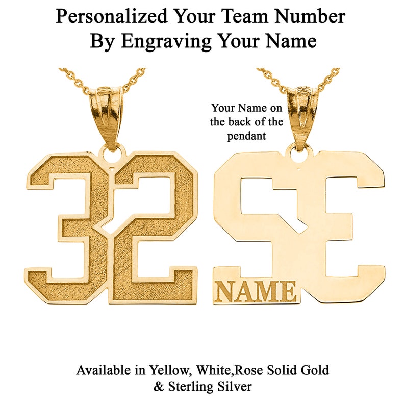 Personalized Your Sports Team Number Pendant Necklace by Etsy