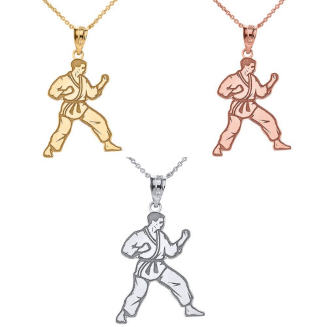 Personalized Engravable Silver Karate Martial Arts Pendant Etsy