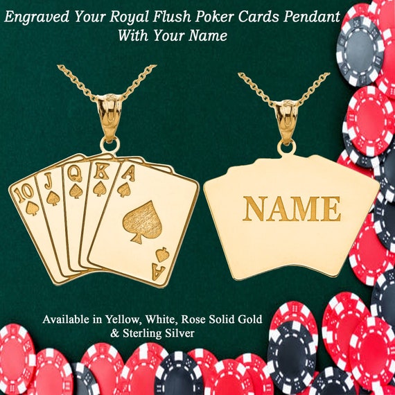 Royal Flush A K Q J 10 Lucky Poker Cards Hand Engravable Etsy