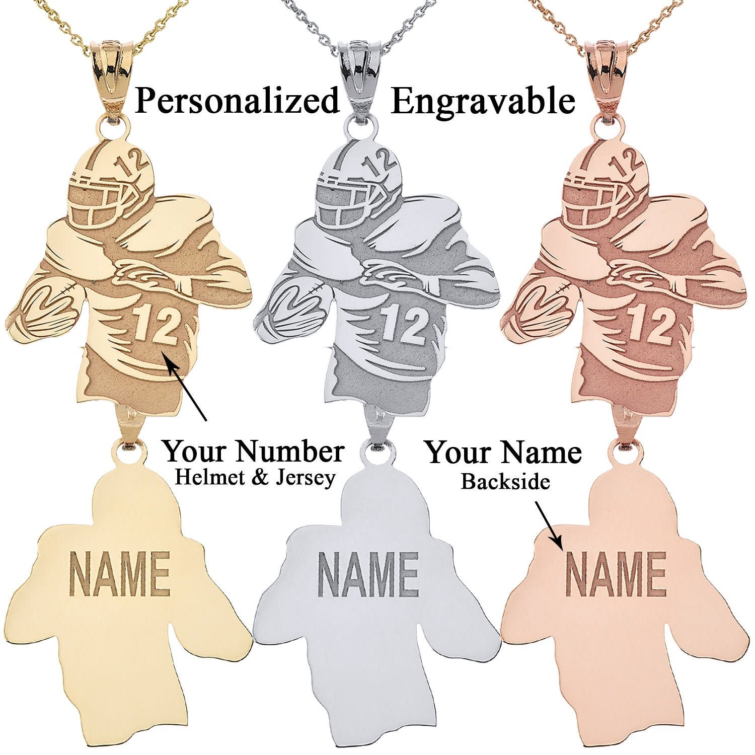 Sports Jersey Name & Number Necklace, 24K Gold Plated | Namefactory