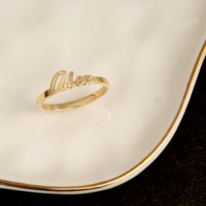Solid Gold Name Ring-Gold Name Ring-Custom Name Ring-Personalized Rings-Bridesmaid Gifts-Christmas Gifts-Gift For Her-Tiny Name Ring