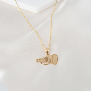 Personalized Name Necklace • Solid Gold & Sterling Silver Name Cheerleader Megaphone Sports Necklace • Gift for Him Her • Personalized Gifts