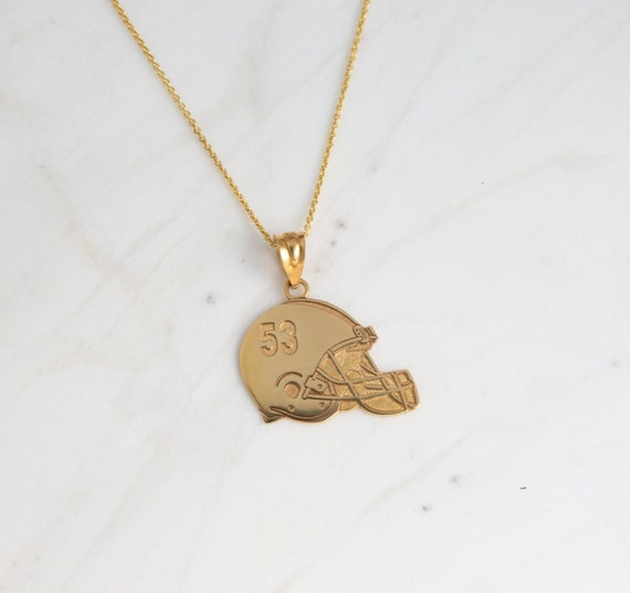 Football Number And Name Pendant - Sterling Silver or Solid Gold Football Number And Name Pendant - Sterling Silver or Solid Gold