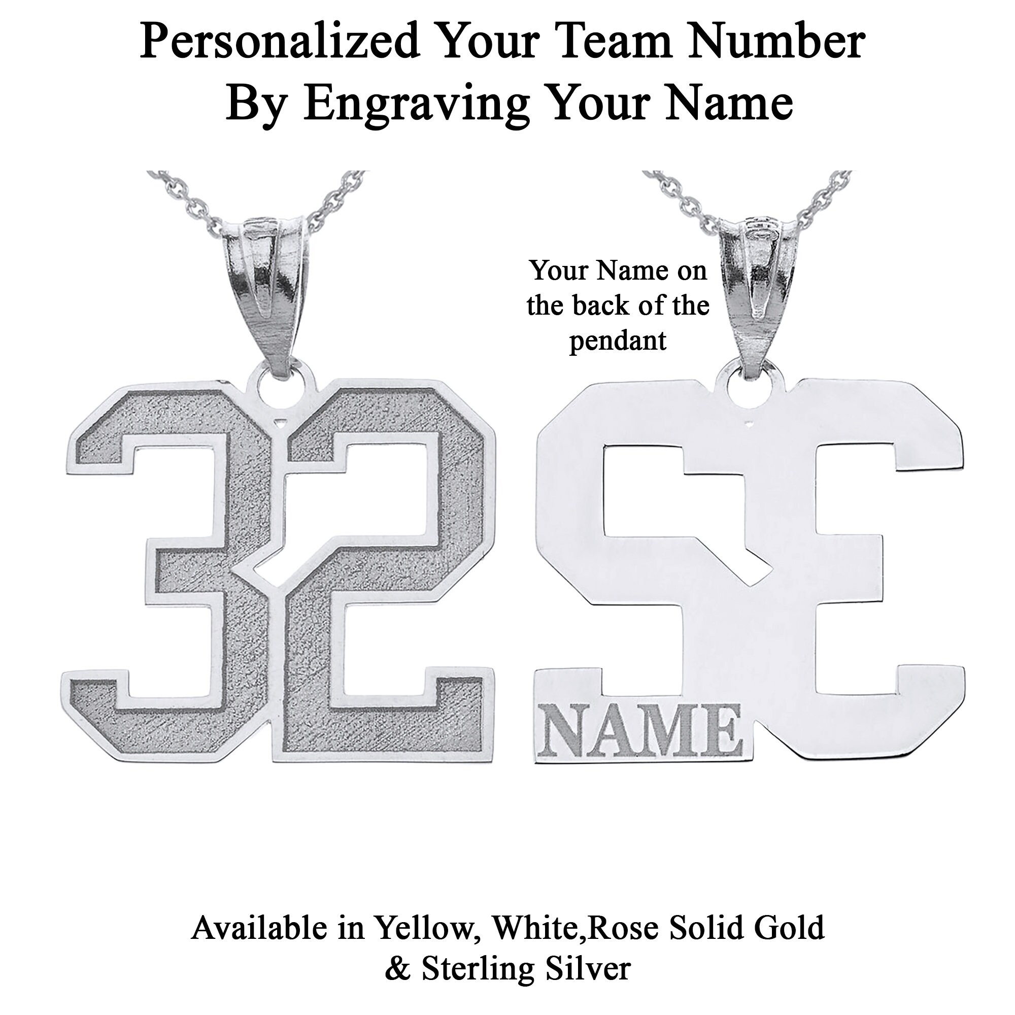 Personalized Your Sports Team Number Pendant Necklace by Etsy