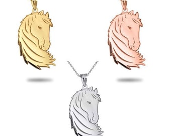 Gold Personalized Unicorn Horse Engravable Pendant/Necklace