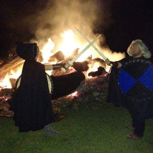Cloak with fur lined hood, cloak with hood