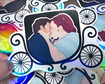Colin and Penelope Carriage Scene Kiss Sticker - Bridgerton Season 3