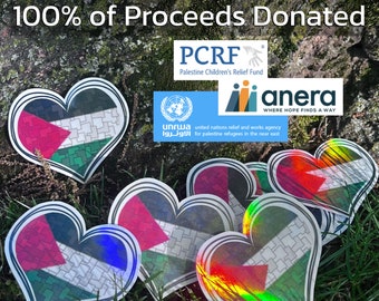 Charity Sale - Palestine Flag Heart Stickers - 100% of proceeds donated directly to Anera, PCRF, and UNRWA
