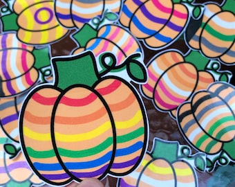 LGBTQ+ Pride Pumpkin Fall Halloween Sticker - Customizable