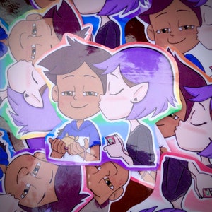 The Owl House Purple Haired Lumity Kiss LGBTQ+ Sticker