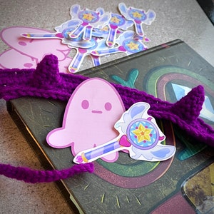 Star Butterfly-cosplayset - gehaakte hoorn hoofdband - opstrijkbare octopus sticker - toverstaf sticker - Star vs the Forces of Evil SVTFOE