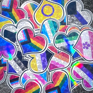 LGBTQ+ Pride Flag Heart Stickers - Lesbian, Gay, Bisexual, Pansexual, Transgender, Nonbinary, Queer, Intersex, Asexual, Aromantic, and more!