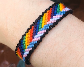 Bransoletka ze sznurka Chevron z podwójną flagą LGBTQ+ Pride